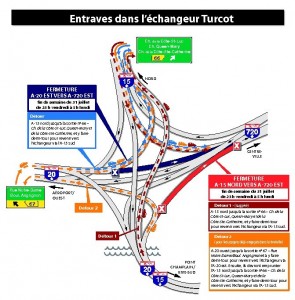 Projet Turcot à Montréal - Travaux de la fin de semaine du 31 juillet 2015 (Groupe CNW/Ministère des Transports)