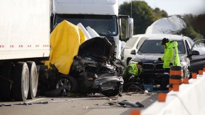 WHITBY -- The scene of a multiple vehicle collision on highway 401 between Brock Street and Salem Road that had occurred late Friday October 2, 2015. Oct 3, 2015.