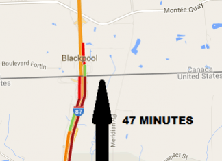 Temps d’attente important à Saint-Bernard-de-Lacolle – 45 minutes minimum