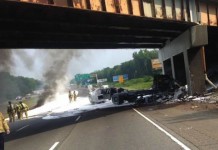 Spectaculaire explosion lundi matin sur l’Interstate 91 dans le Connecticut