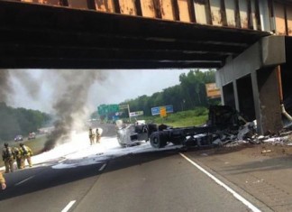 Spectaculaire explosion lundi matin sur l’Interstate 91 dans le Connecticut