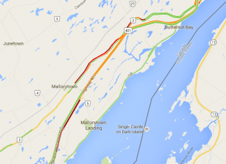 Mallorytown sur la 401… Toujours fermé dans les deux directions entre les KM 675 et 689