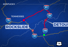 L’Interstate 40 en North Carolina fermé dans les deux directions limitrophe au Tennessee