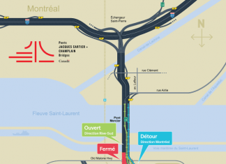 HONORÉ MERCIER: Camions interdits en direction de Montréal (du 21 juillet au 21 août)