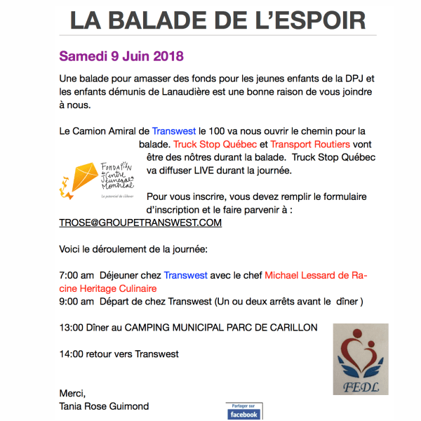 La Balade de l&rsquo;espoir « une ride en moto pour une cause »