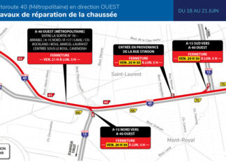 Autoroute 40 à Montréal : Fermeture complète en direction ouest du 18 au 21 juin