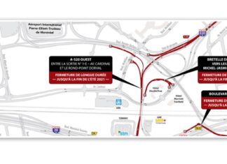 Échangeur Dorval : Maintien de la fermeture de l’autoroute 520 en direction ouest jusqu’à la fin de l’été 2021