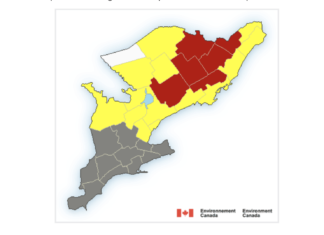 Alerte météo dans le sud-est de l’Ontario