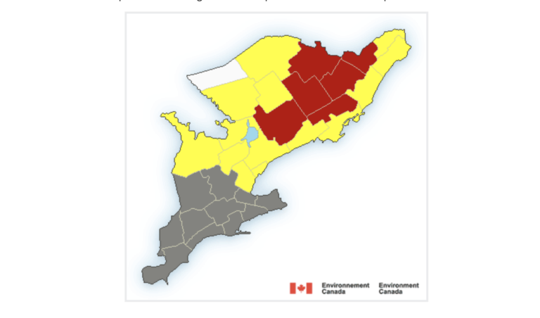 Alerte météo dans le sud-est de l’Ontario