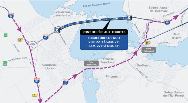 Travaux au pont de l&rsquo;Île-aux-Tourtes