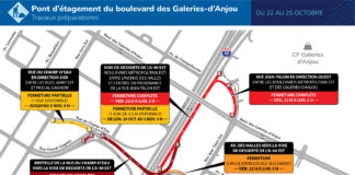Travaux pour le pont d’étagement du boulevard des Galeries-d’Anjou