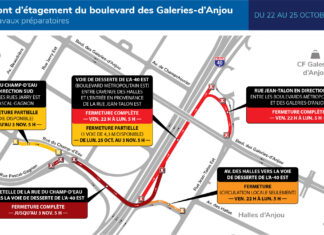 Travaux pour le pont d’étagement du boulevard des Galeries-d’Anjou