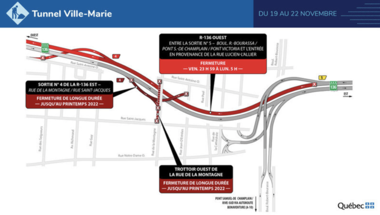 Travaux sur l’Autoroute Ville-Marie (R-136)