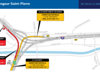 Travaux sur l’autoroute 20 et route 138 dans l’arrondissement de Lachine à Montréal