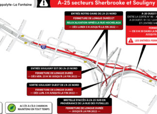 Tunnel Louis-Hippolyte-La Fontaine : Fermeture complète de fin de semaine en direction de Montréal