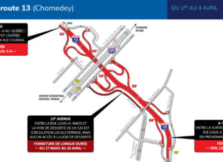 Fermeture de l’autoroute 13 au cours de la fin de semaine du 1er avril 2022