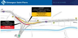 Fermetures sur l’autoroute 20 sous l’échangeur Saint-Pierre durant la fin de semaine du 11 mars 2022