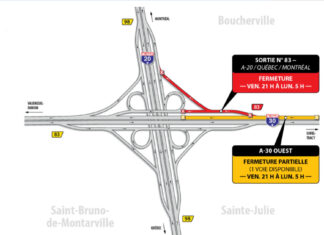 Autoroutes 20 et 30 (Boucherville) : un chantier s’amorce le 27 mai