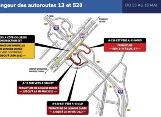 Fermeture complète d’une bretelle sur l’échangeur des autoroutes 13 et 520