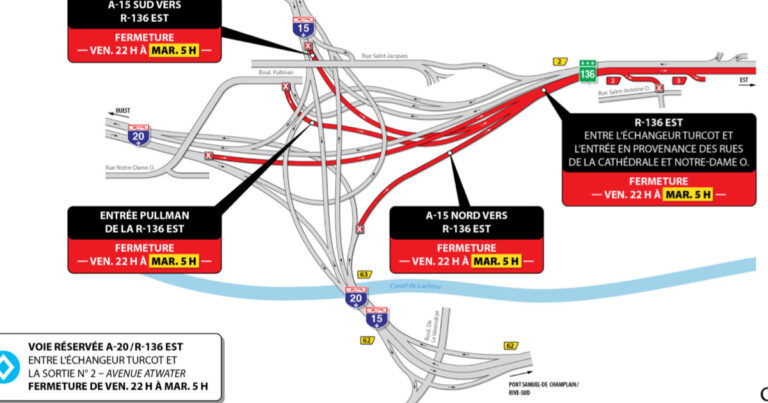 Fermeture de la route 136