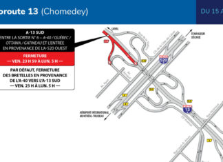 Fermeture complète de l’autoroute 13 (Chomedey)