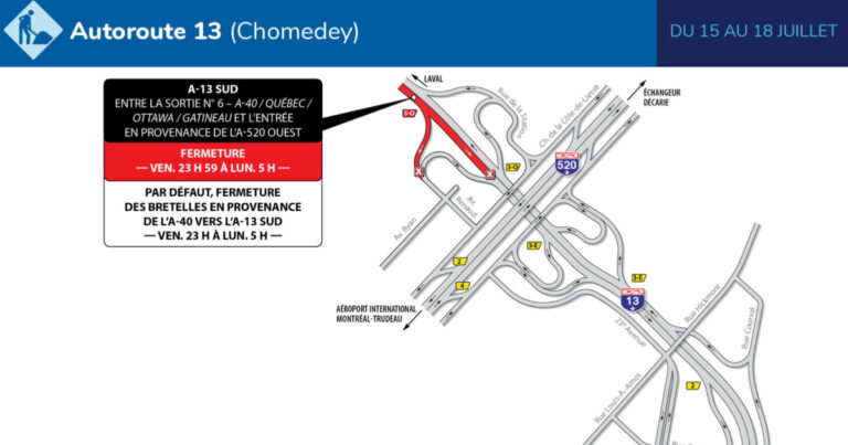 Fermeture complète de l’autoroute 13 (Chomedey) 