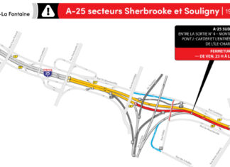Tunnel La Fontaine : Fermeture complète de l’autoroute 25 en direction de la Rive-Sud du 19 au 22 août