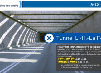 13 et 14 février – Réfection tunnel Lafontaine: Fermeture complète de l’autoroute 25 en direction de Montréal