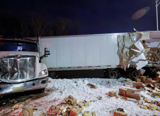 Collision dans une halte routière en raison de la poudrerie
