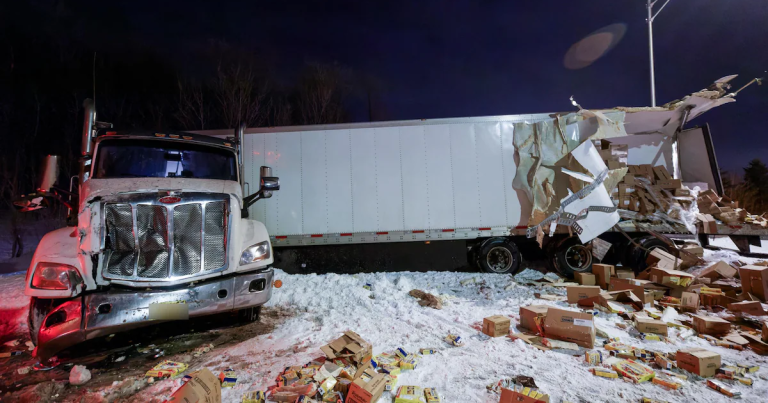 Collision dans une halte routière en raison de la poudrerie