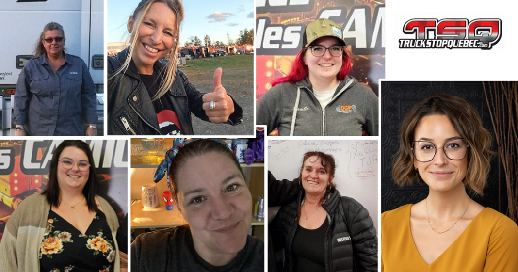 Sur la photo : Quelques unes des femmes ayant participé à Truck Stop Québec depuis le début de l'année 2024. Nous sommes fiers de vous les présenter : Johanne Couture, Marie Saint-Laurent, Gabrielle Blanchet, Carole A. Germain, Chantal Charlebois, Ginette Legault et Chloé St-Amand.