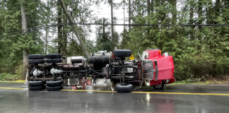 Sa dashcam capte un camion à benne qui se renverse sur lui Photo : Jim Ross