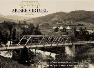 Pont Shaw à Prévost : Un autre camionneur sur la route des colons (Photo : Musée virtuel de Prévost, Collection de Sheldon Segal - Ludger Charpentier)