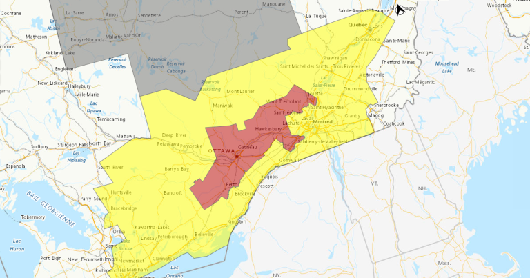 Alertes et veilles d&rsquo;orages violents pour plusieurs secteurs du Québec