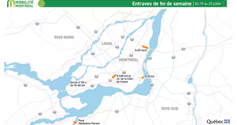 Plusieurs congestions à prévoir dans le Grand Montréal