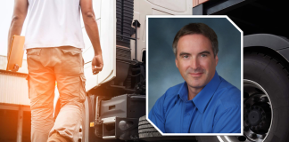 Prévenir l’obésité et les risques de santé chez les camionneurs Dr Denis Boucher qui a participé à une chronique santé pour parler de l'obésité, le surpoids et l'activité physique chez les camionneurs et camionneuses, et sur la photo, il est devant un camion.