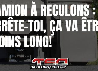 Camion à reculons : arrête-toi, ça va être moins long! Sécurité lors des manœuvres de recul d'un camion pendant la Semaine Nationale du Camionnage – gardez vos distances et évitez les angles morts.