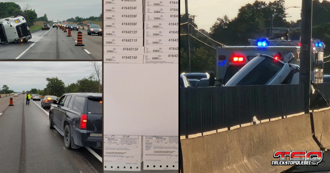 Un camion citerne se renverse et plusieurs conducteurs sanctionnés par l'OPP pour distraction au volant en Ontario
