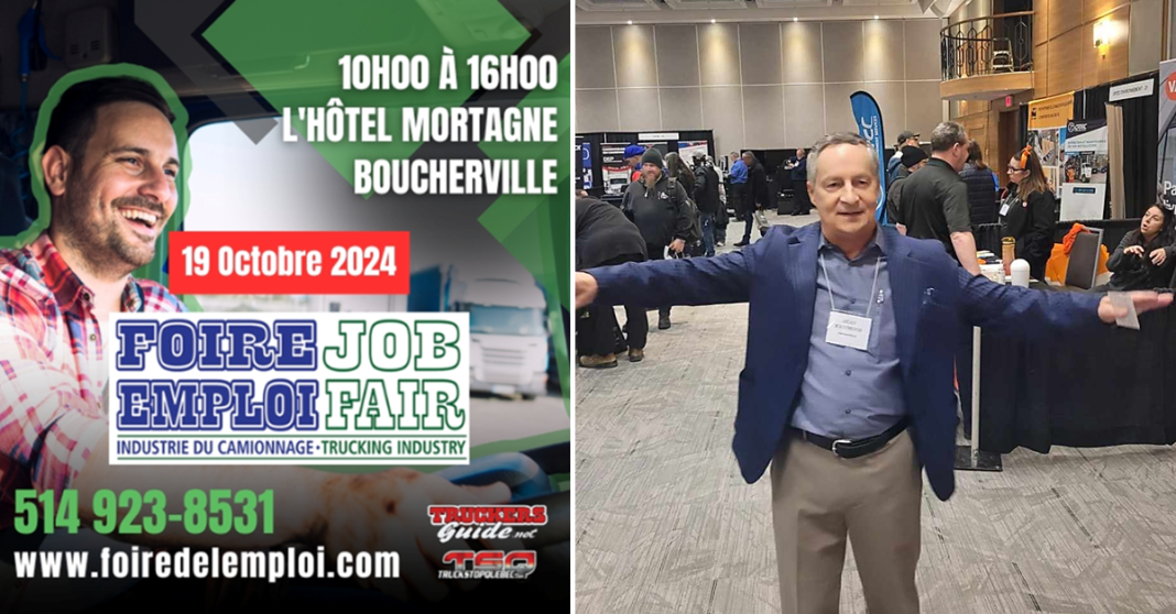 Foire de l'Emploi du Camionnage au Centre des Congrès de l’Hôtel Mortagne à Boucherville, le 19 octobre 2024, organisée par Jean Raymond et Truck Stop Québec.