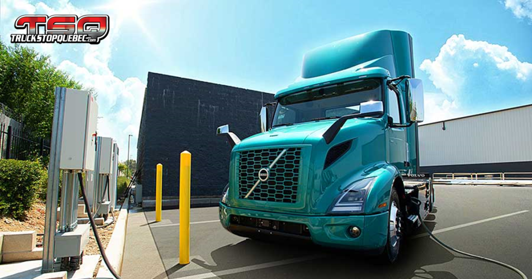 Un concessionnaire de camions - Volvo - électriques faisant face à des incertitudes suite à la suspension du programme Écocamionnage au Québec.