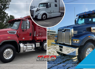 Rappels de Volvo Trucks et Daimler Truck pour les VN, Freightliner et Western Star Vue d’un camion Volvo VN 2024, un Western Star et un Freightliner, rappelés pour des problèmes de sécurité liés aux écrous de roue et aux feux de freinage.