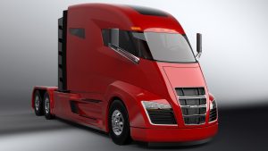 Un camion électrique, symbolisant les défis modernes comme la limitation de vitesse, les transmissions automatiques et la technologie avancée dans l'industrie du transport.