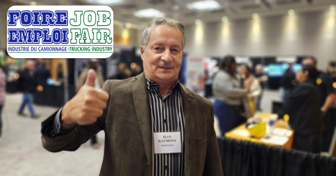 Vue de Jean Raymond à la Foire de l'Emploi du Camionnage avec 30 exposants et 215 candidats qualifiés dans le transport routier au Centre des Congrès de l'Hôtel Mortagne, le 19 octobre 2024.