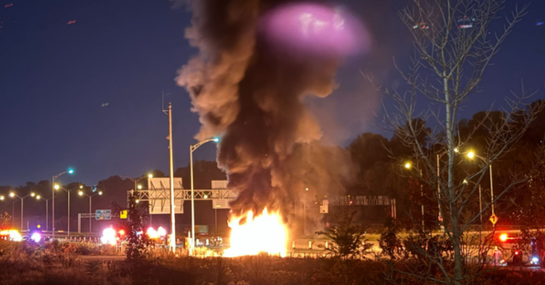 Camion-citerne en feu sur l&rsquo;autoroute 20 : le conducteur est sain et sauf