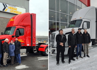 Deux camions Peterbilt au gaz naturel livrés : une première canadienne signée Excellence Peterbilt Deux camions Peterbilt 579 au gaz naturel livrés à Transport Hervé Lemieux et Minimax Express Transport, une première au Canada grâce à Excellence Peterbilt.