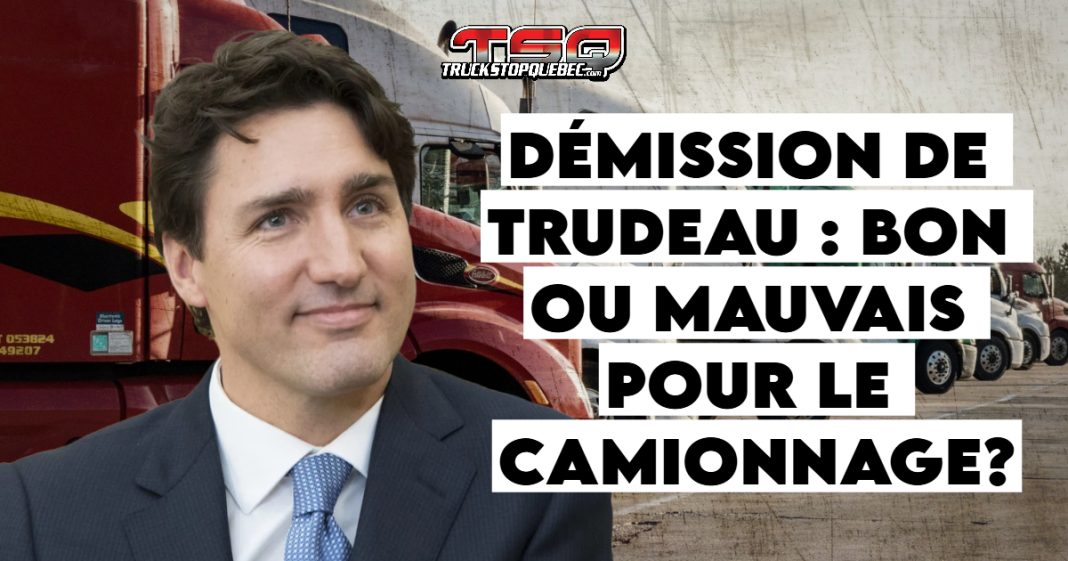 Justin Trudeau photographié devant un camion, soulignant l'absence de reconnaissance concrète envers les camionneurs au cours de son mandat.