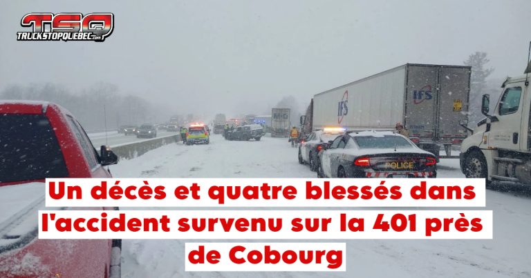 Accident mortel sur l&rsquo;autoroute 401 : un décès et quatre blessés
