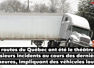 Accidents et perturbations sur les routes du Québec en raison des conditions hivernales Les routes du Québec ont été le théâtre de plusieurs incidents au cours des dernières 24 heures, impliquant des véhicules lourds.