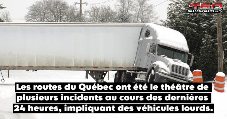 Accidents et perturbations sur les routes du Québec en raison des conditions hivernales