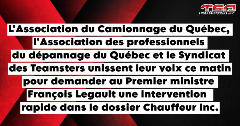Chauffeur Inc. : L&rsquo;industrie du transport presse François Legault d&rsquo;agir rapidement